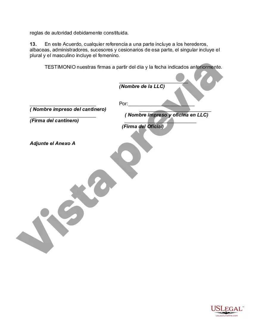 Preview Acuerdo entre un Bartender - como Contratista Independiente - y una Empresa que Suministra Bartenders a Fiestas y Eventos Especiales