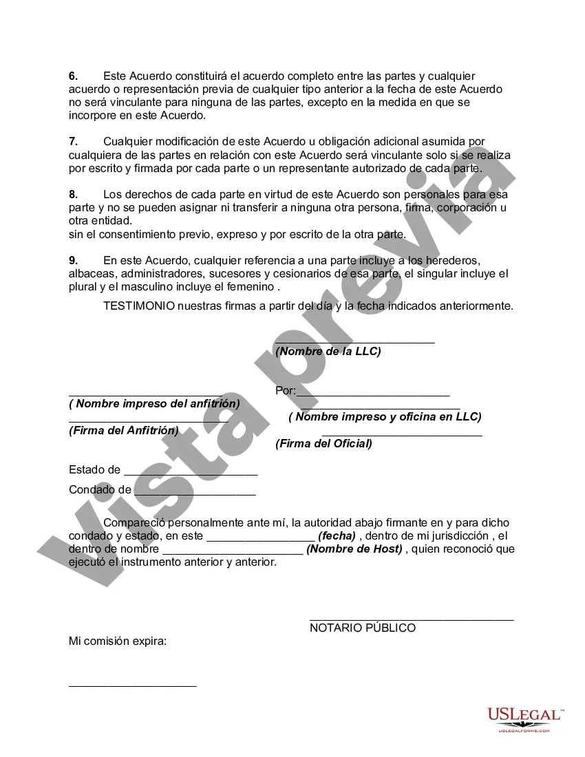 Preview Acuerdo de Liberación, Exención de Responsabilidad e Indemnización a Favor de la Compañía que Brinda Camareros a una Fiesta u Otro Evento