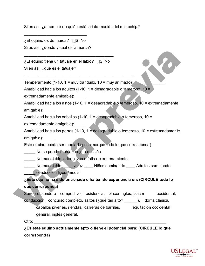 Preview Contrato de Donación de Equinos o Caballos