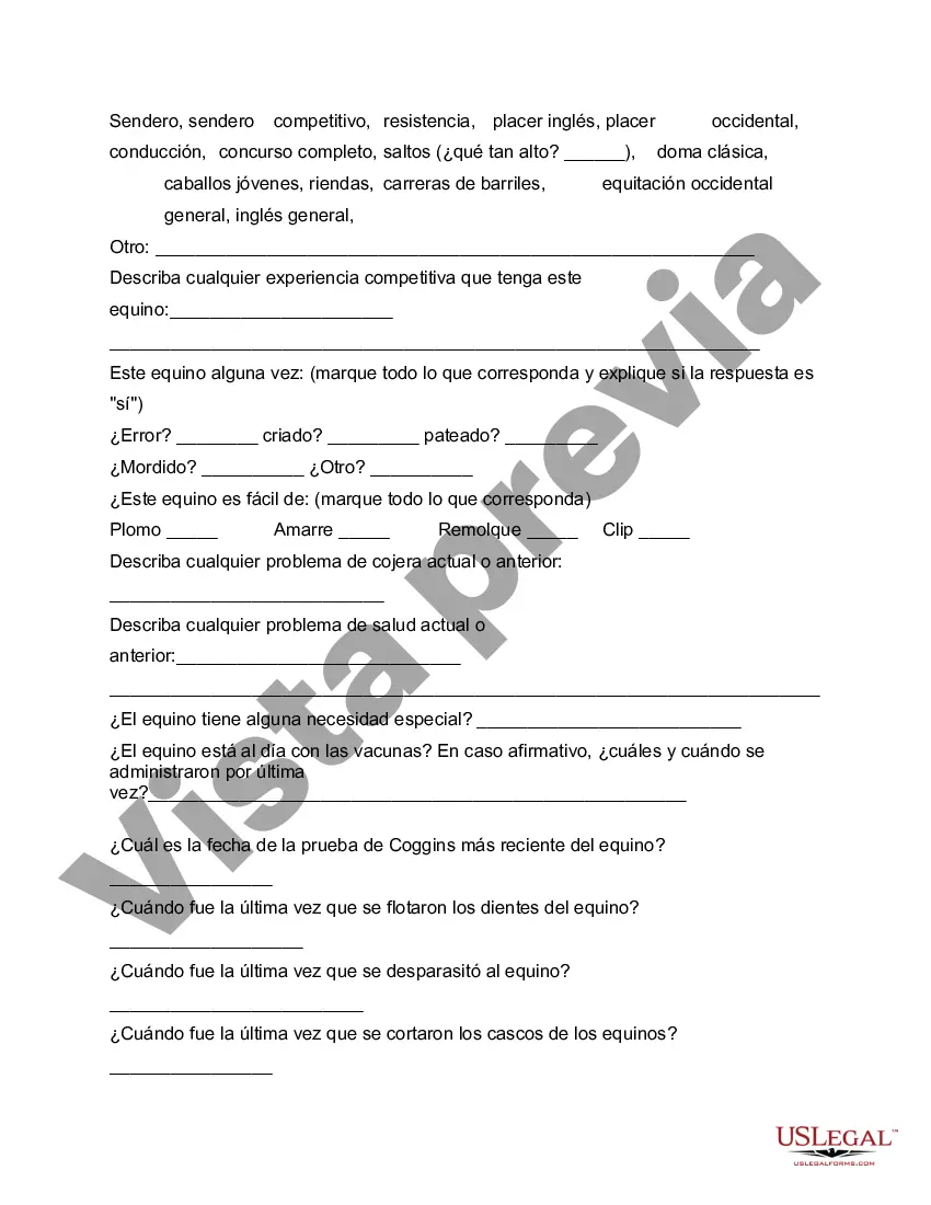 Preview Contrato de Donación de Equinos o Caballos