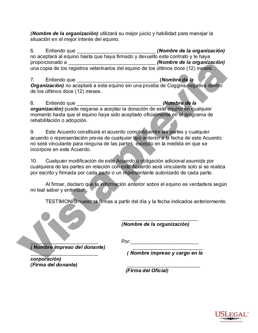 Preview Contrato de Donación de Equinos o Caballos
