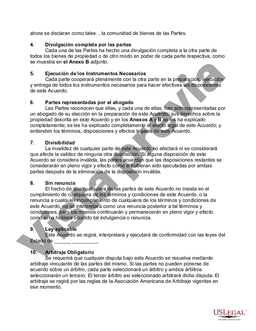 Preview Acuerdo Postnupcial para Convertir Propiedad Separada en Propiedad Comunitaria