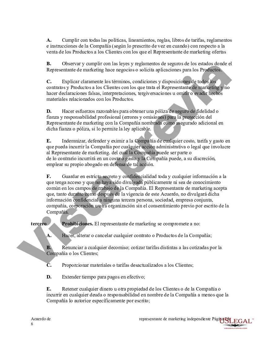 Preview Acuerdo de representante de marketing independiente