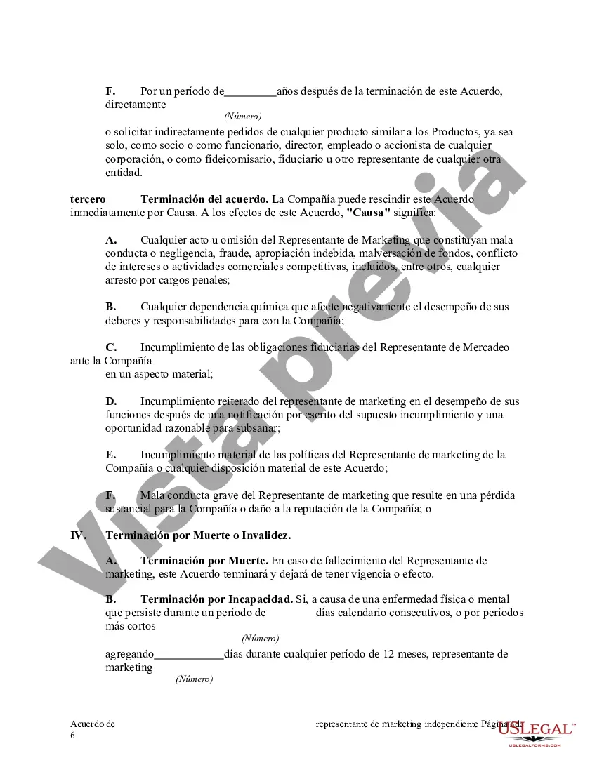Preview Acuerdo de representante de marketing independiente