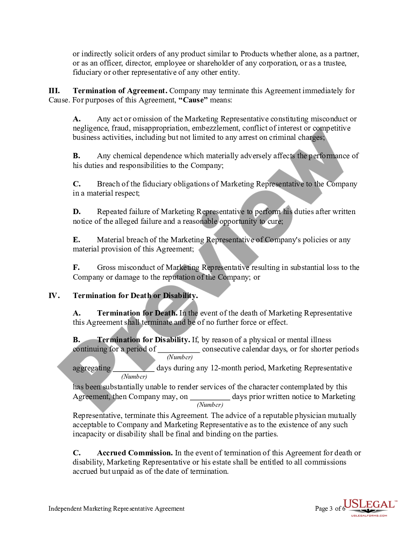 Guam Independent Marketing Representative Agreement - Independent ...