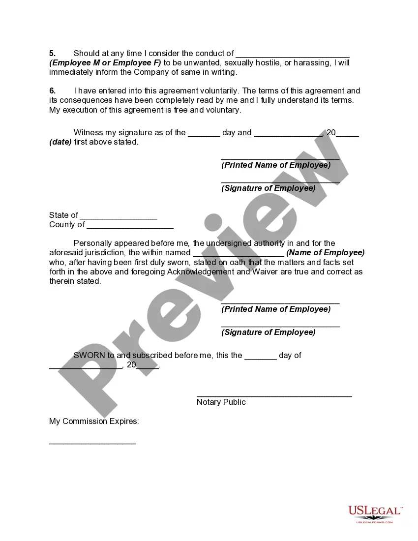 Get Acknowledgment and Waiver Regarding Employee Dating Preview Acknowledgment and Waiver Regarding Employee Dating
