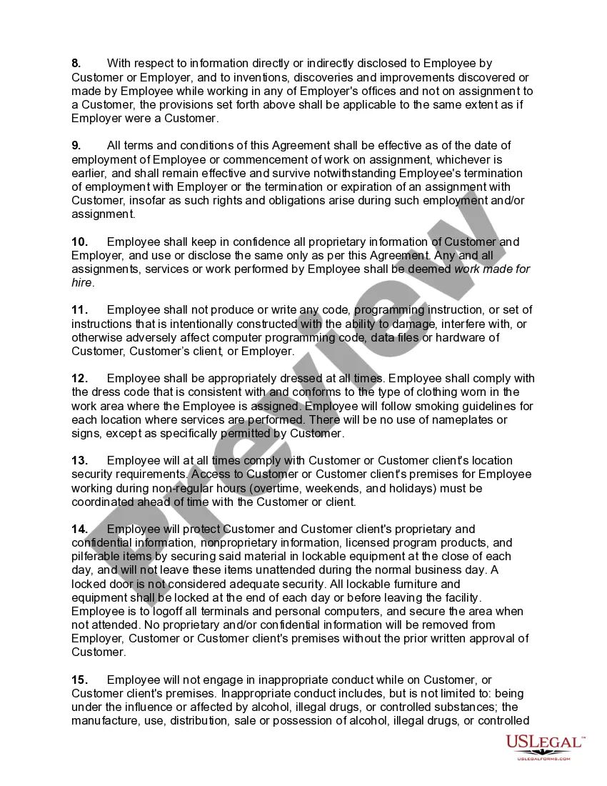 Get Agreement and Acknowledgment of Obligations to Employer and Customer Preview Agreement and Acknowledgment of Obligations to Employer and Customer