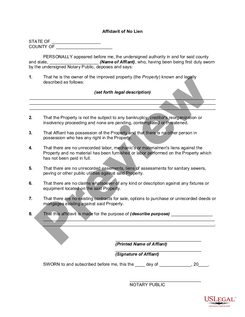 Affidavit Of Lien Template 2425