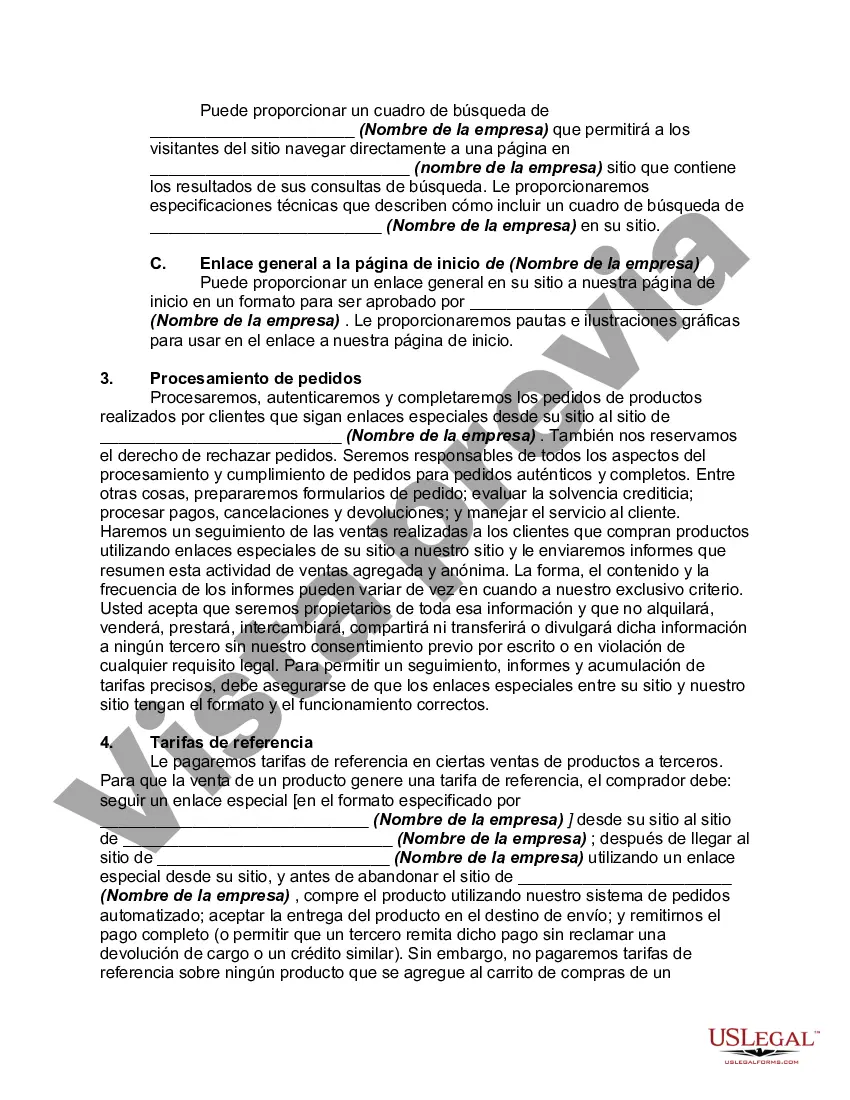 Preview Acuerdo de programa de afiliados en línea no exclusivo