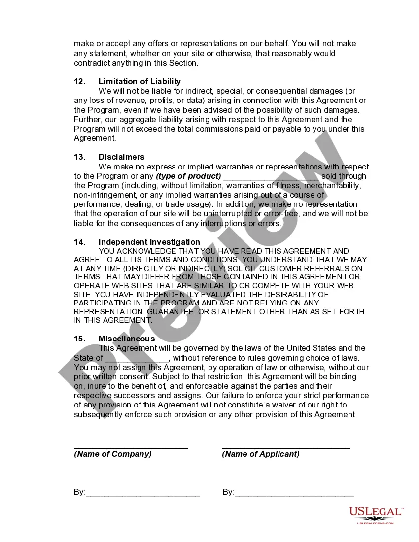 Get Affiliate Program Operating Agreement Preview Affiliate Program Operating Agreement