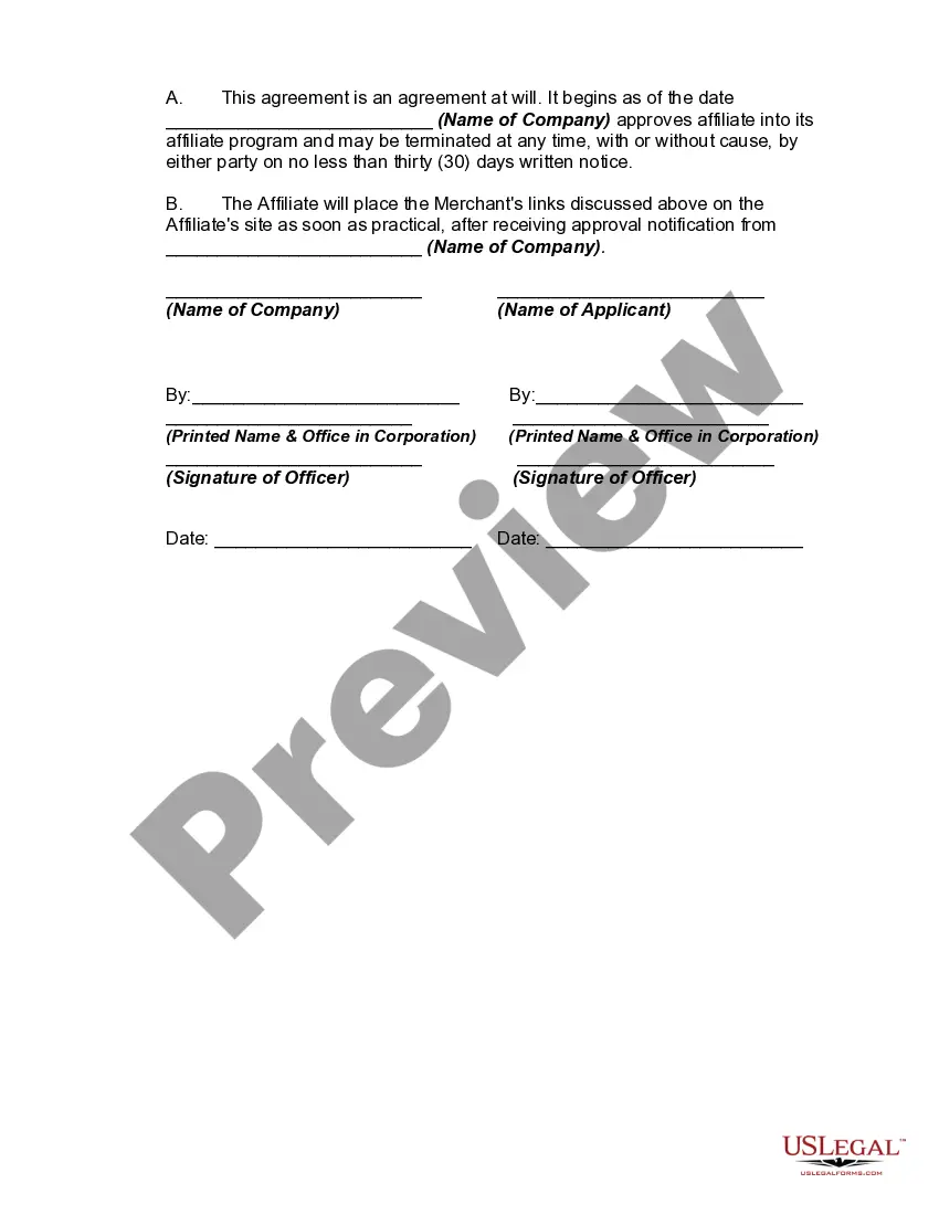 Get Affiliate Program Agreement Preview Affiliate Program Agreement