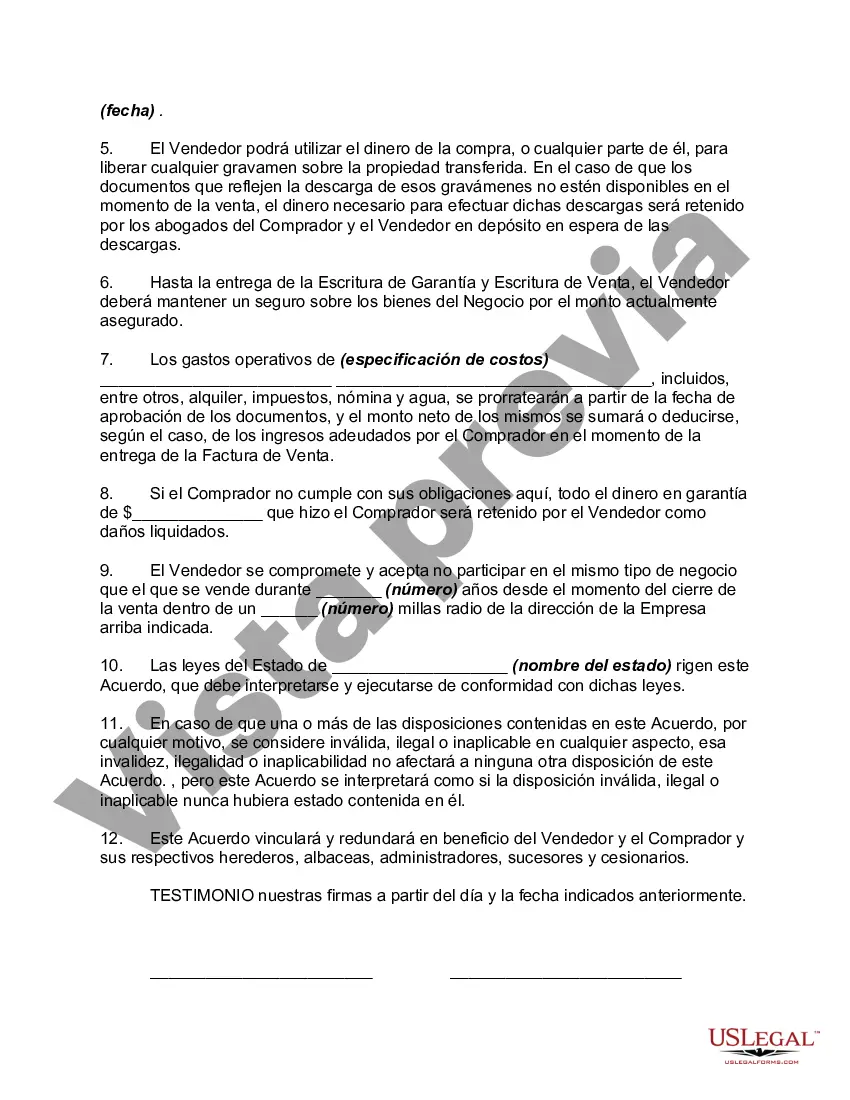 Preview Contrato de Compra y Venta de Negocio - Forma Corta