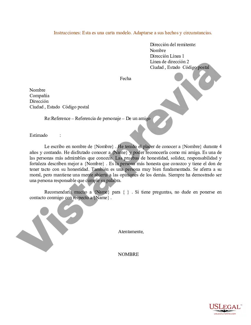 Preview Ejemplo de carta de referencia de carácter de un amigo