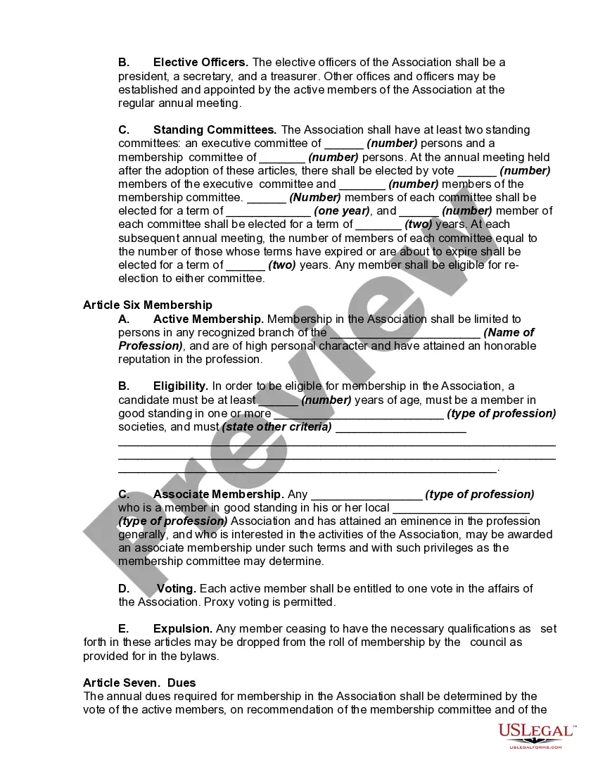 Get Articles of Association of a Professional Association Preview Articles of Association of a Professional Association