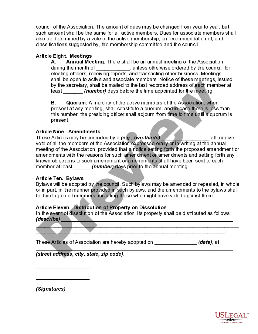 Get Articles of Association of a Professional Association Preview Articles of Association of a Professional Association