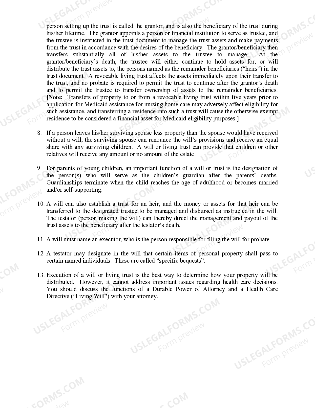 Estate Planning Highlights for Client US Legal Forms