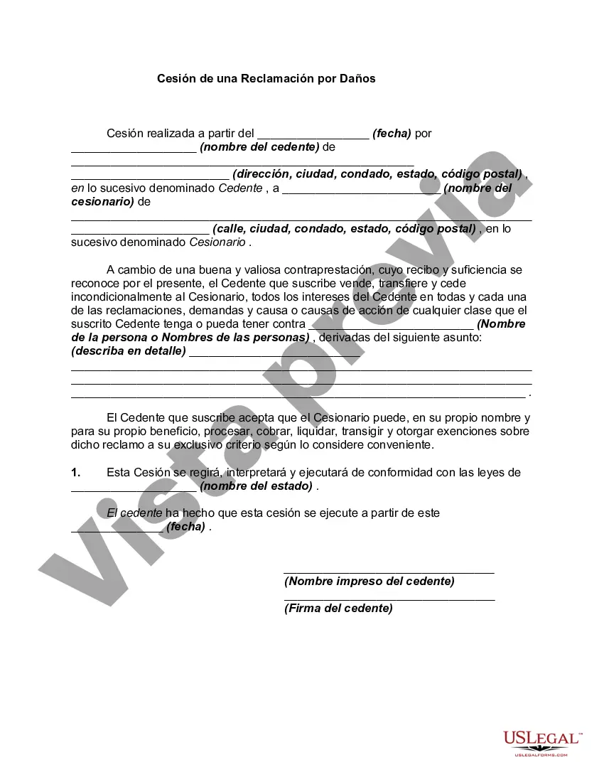 Preview Cesión de una Reclamación por Daños