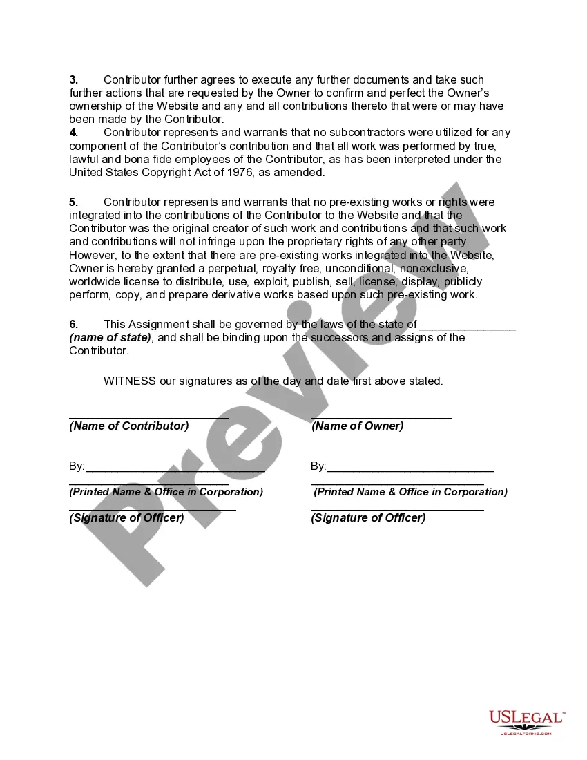 Get Assignment of Contributor's Rights Preview Assignment of Contributor's Rights