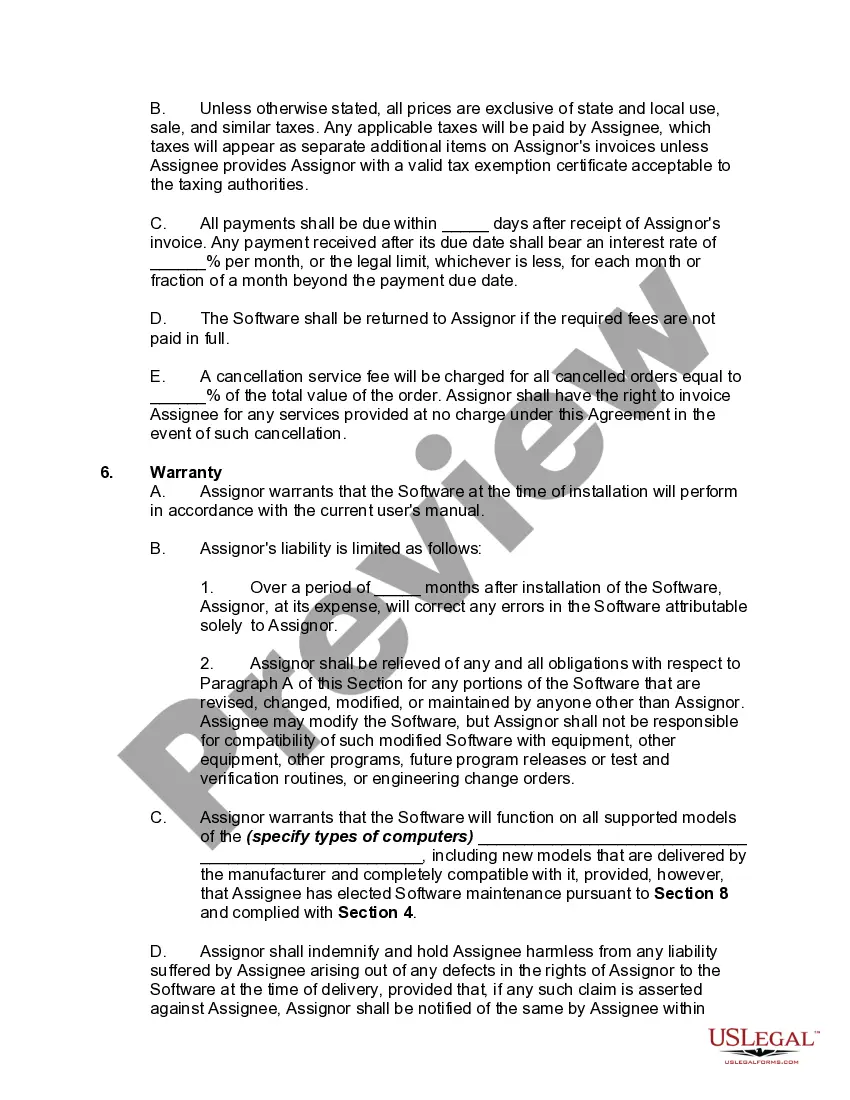 Preview Assignment of Rights in Computer Software - With Reservations