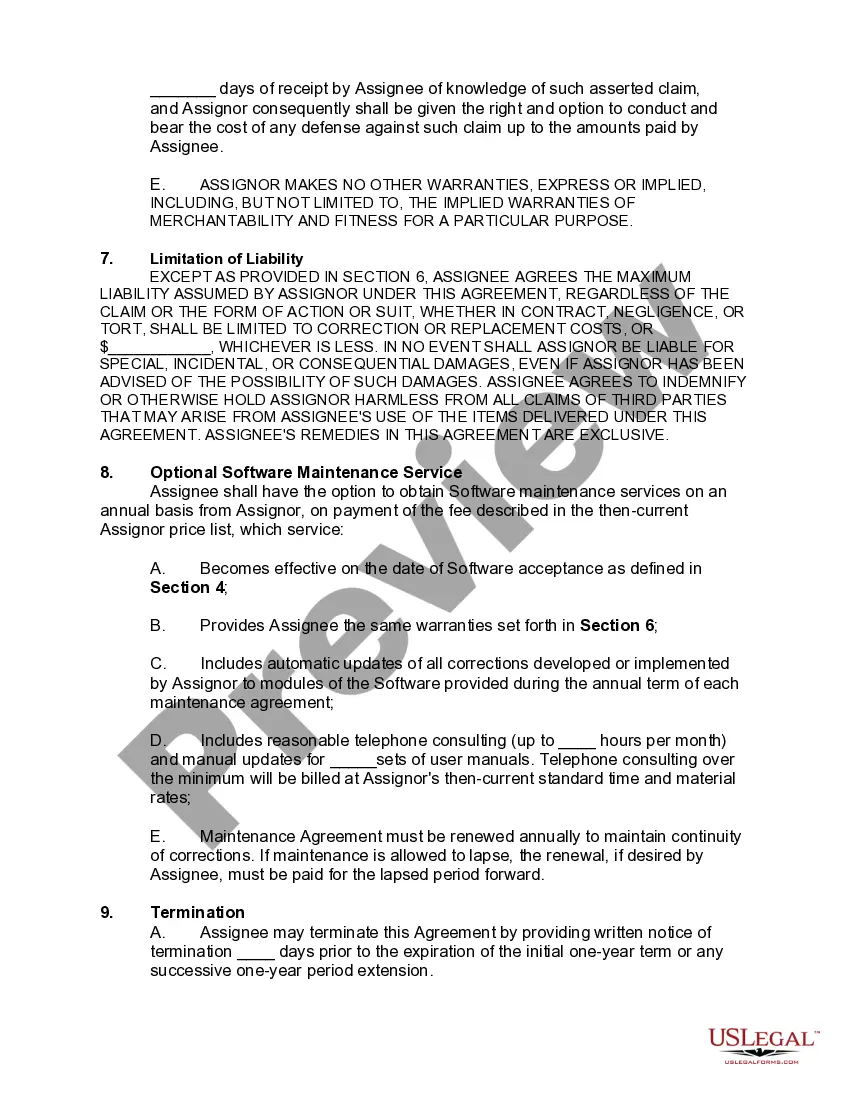 Preview Assignment of Rights in Computer Software - With Reservations