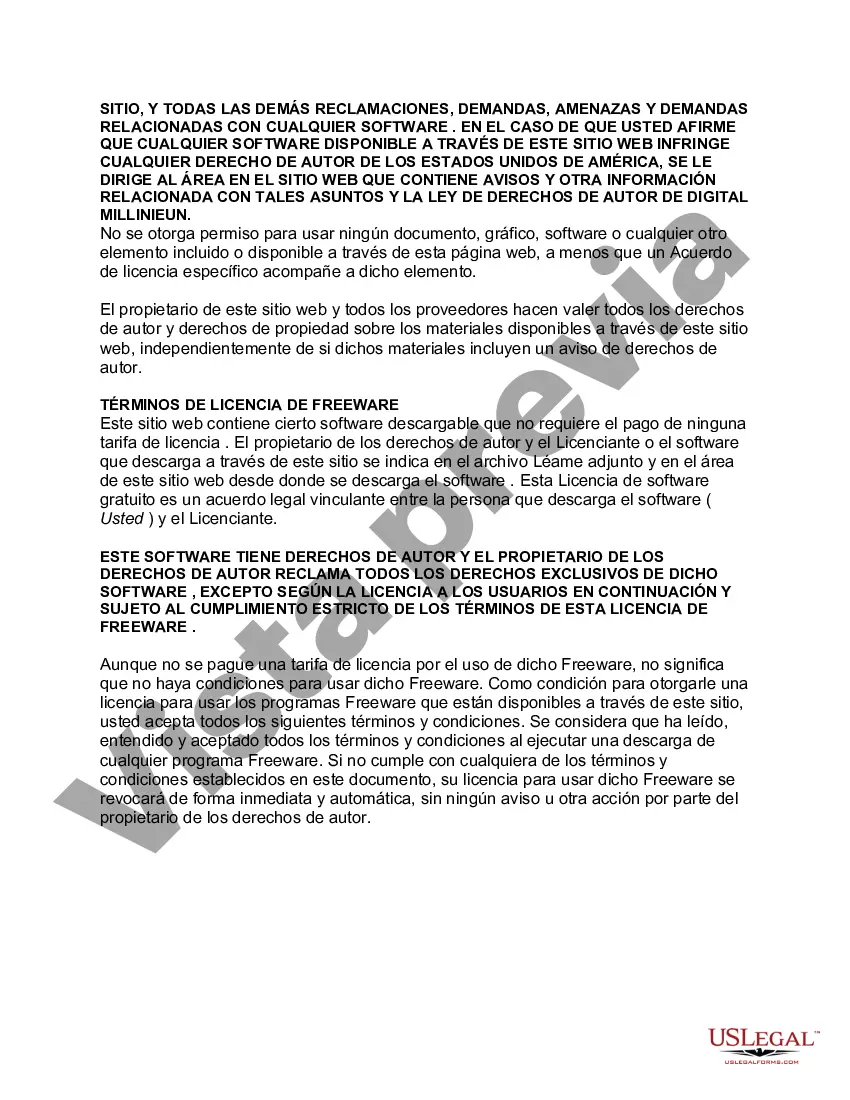 Preview Aviso de licencia de software en el que se puede hacer clic