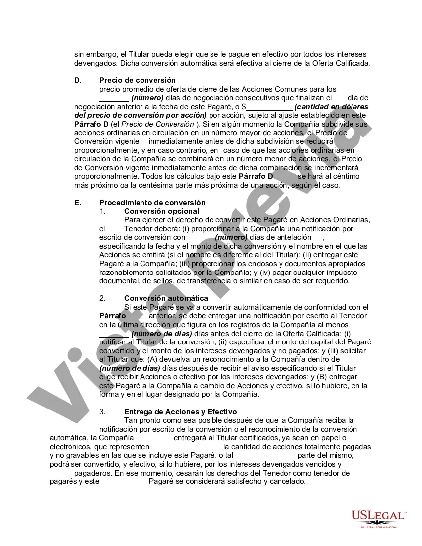 Preview Pagaré convertible de la corporación: una de las series de pagarés emitidos de conformidad con el Acuerdo de compra de pagarés convertibles