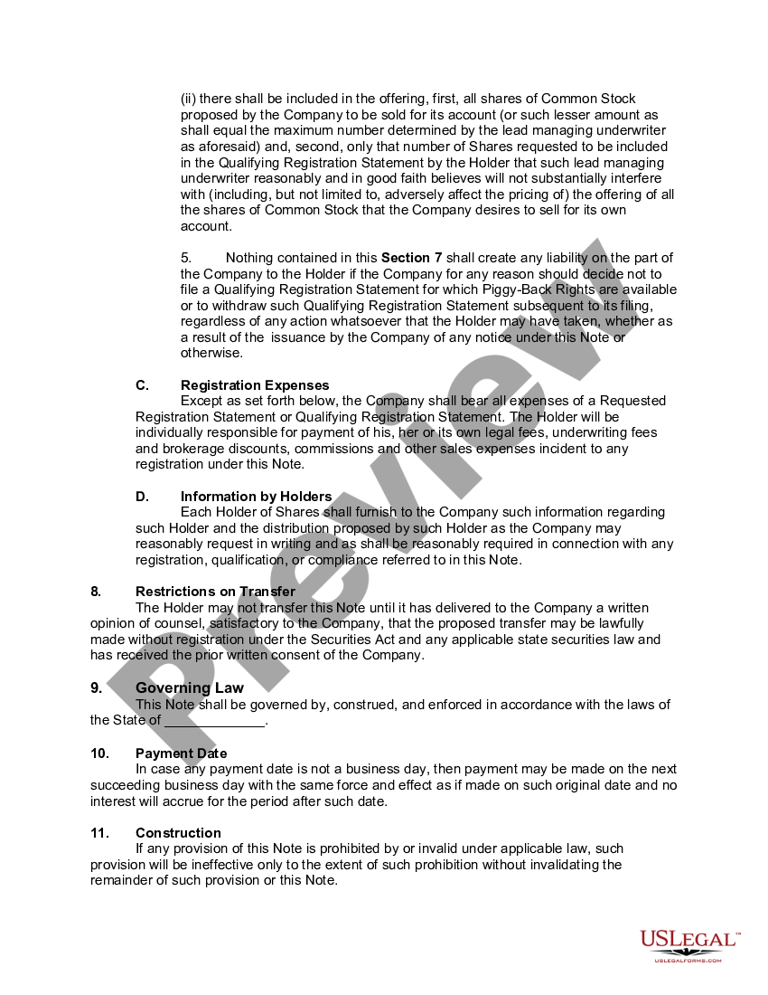 Convertible Promissory Note | US Legal Forms