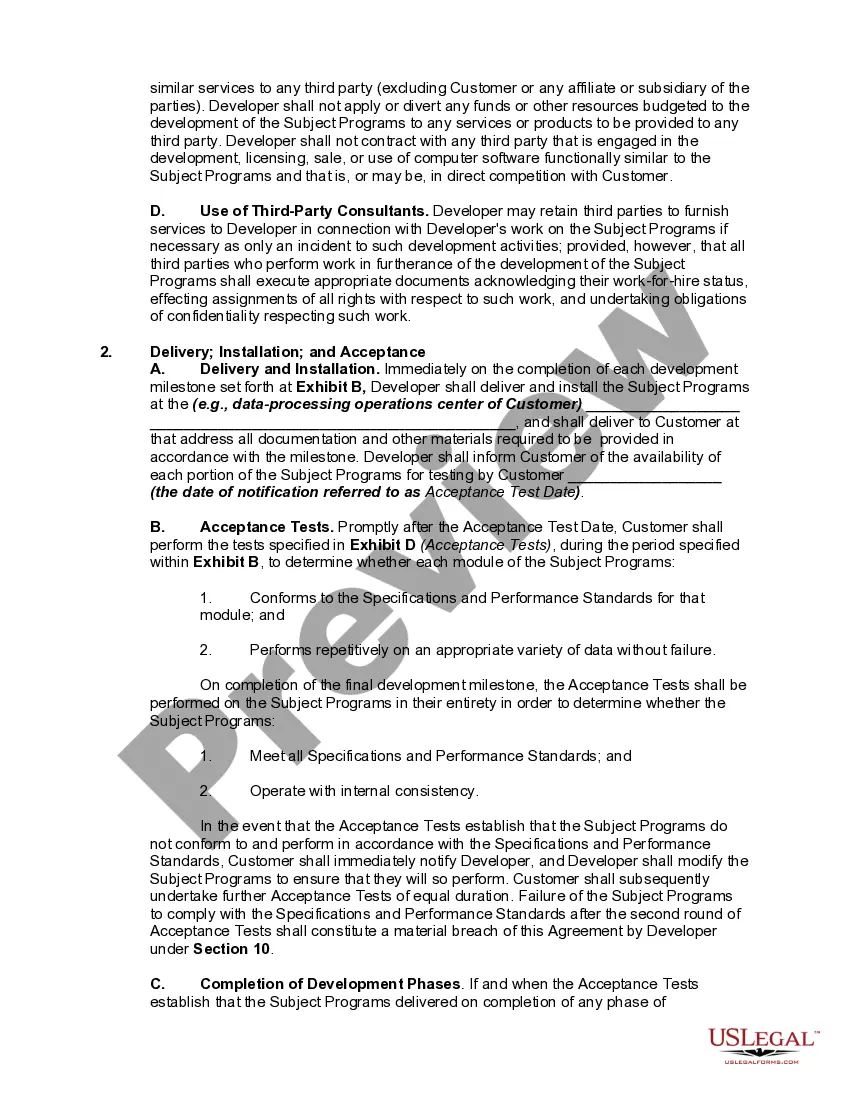 Get Agreement for Development of Software to Specifications Preview Agreement for Development of Software to Specifications