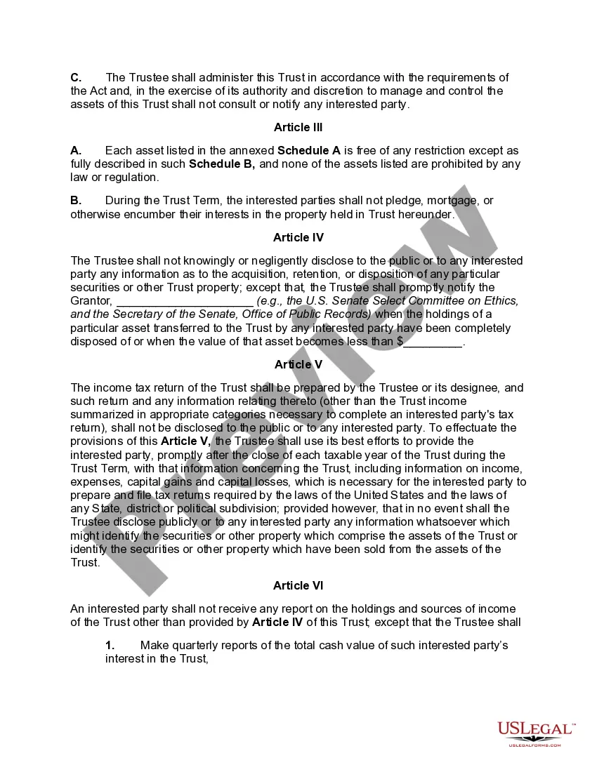 Preview Blind Trust Agreement