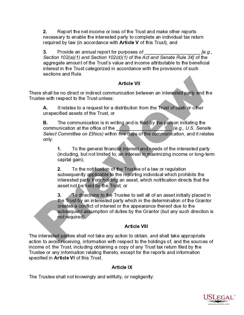 Preview Blind Trust Agreement