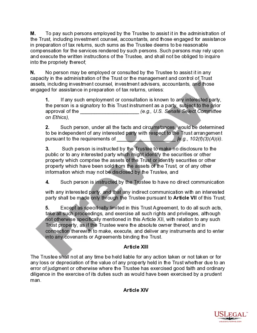 Preview Blind Trust Agreement