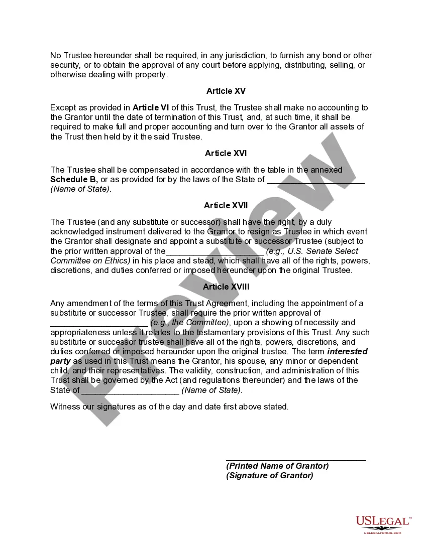 Preview Blind Trust Agreement