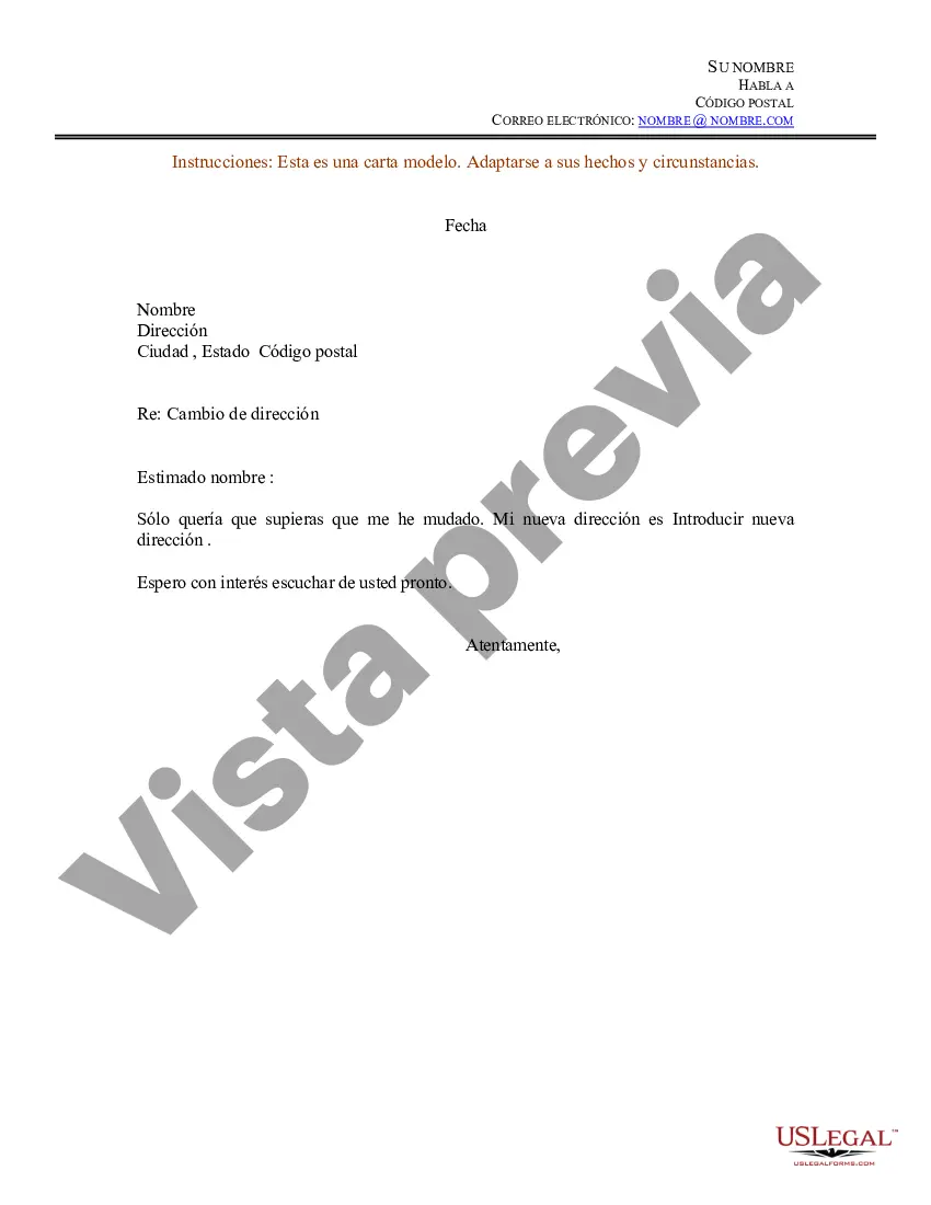 Preview Ejemplo de carta de cambio de dirección