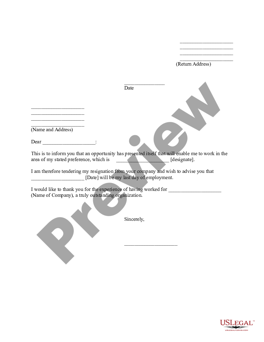 Letter of Resignation | US Legal Forms