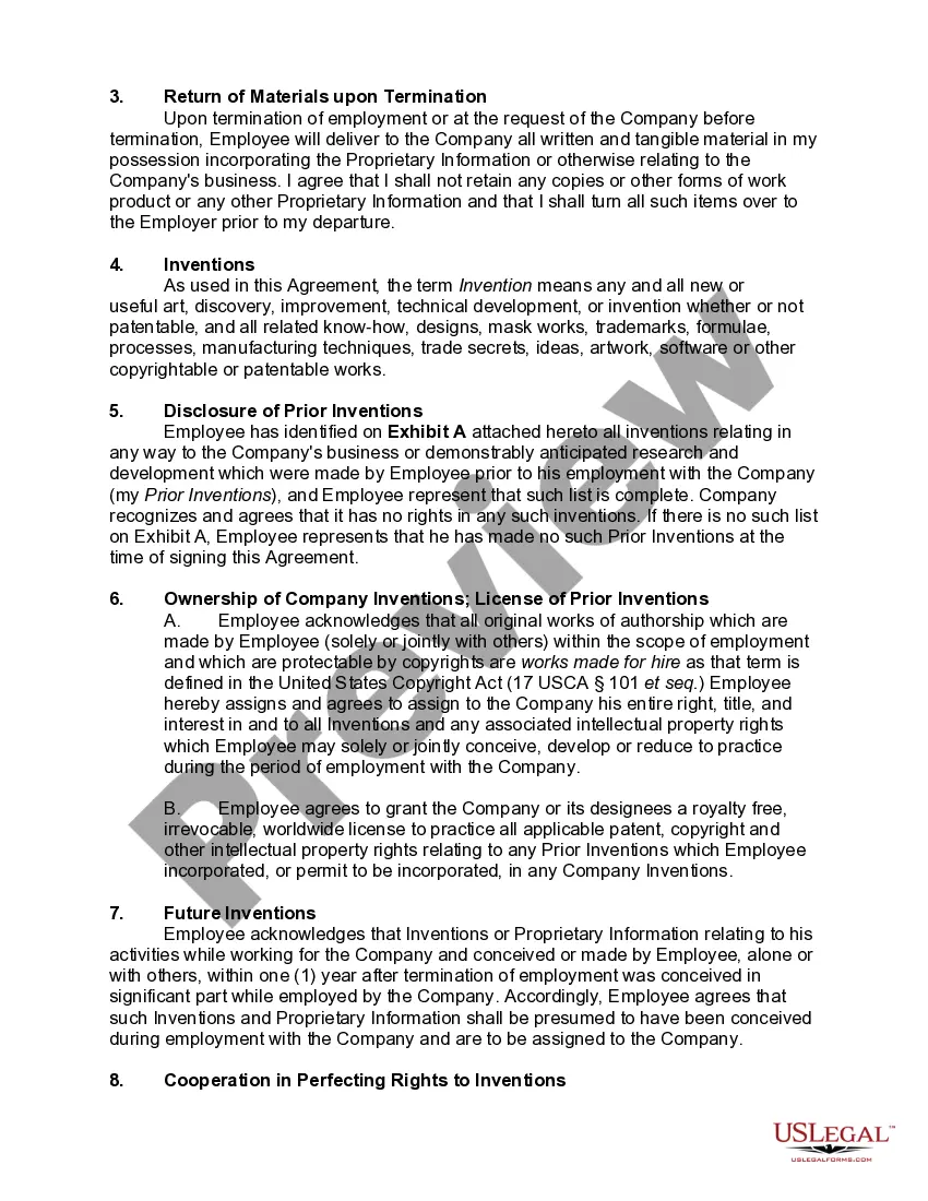Get Employee Proprietary Rights Assignment and Acknowledgment Preview Employee Proprietary Rights Assignment and Acknowledgment