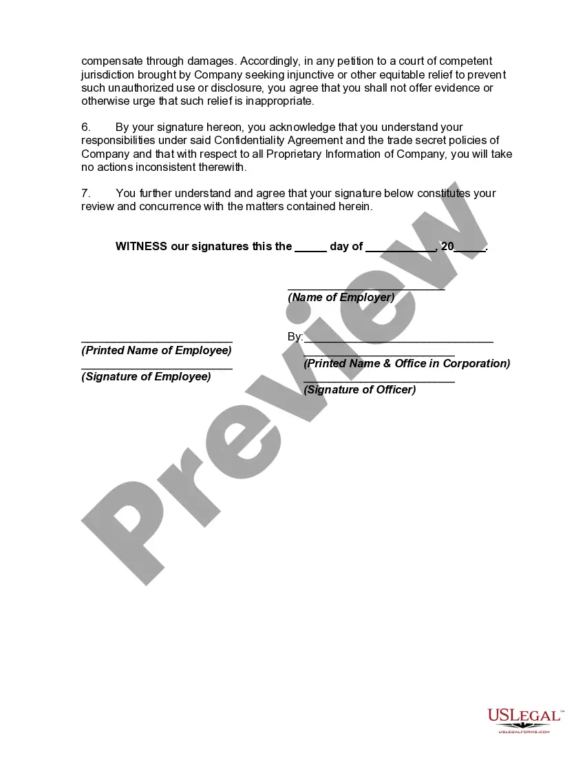 Preview Exit Procedure Acknowledgment Regarding Proprietary Information