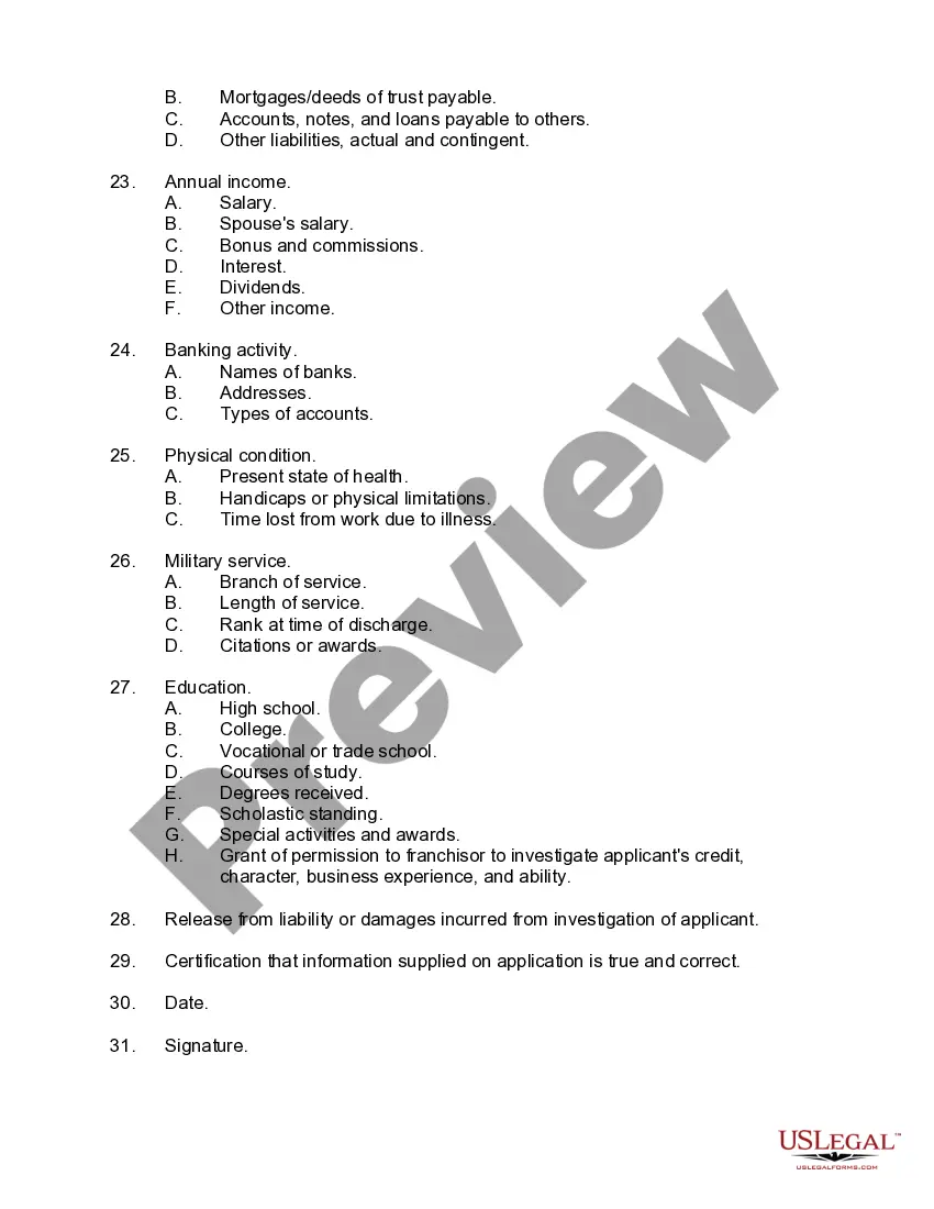 Get Checklist for Drafting a Franchise Application Preview Checklist for Drafting a Franchise Application