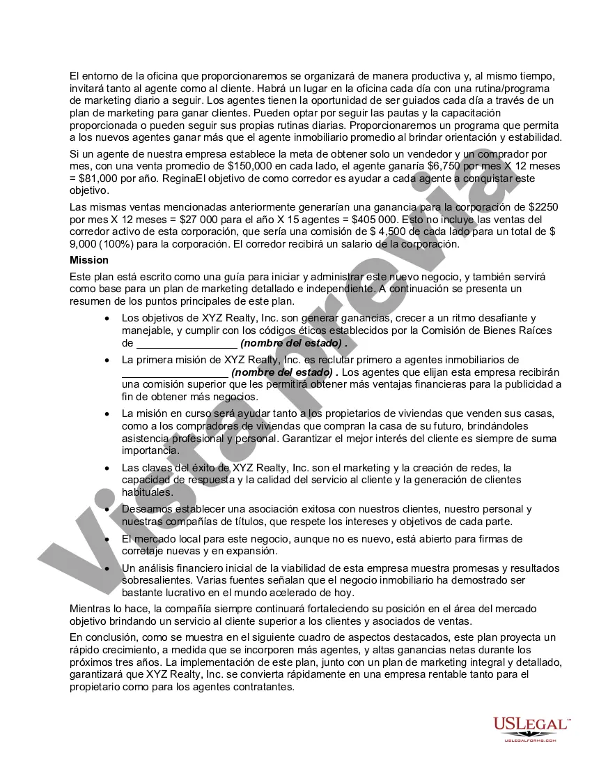 Preview Plan de Negocios de Corretaje de Bienes Raíces