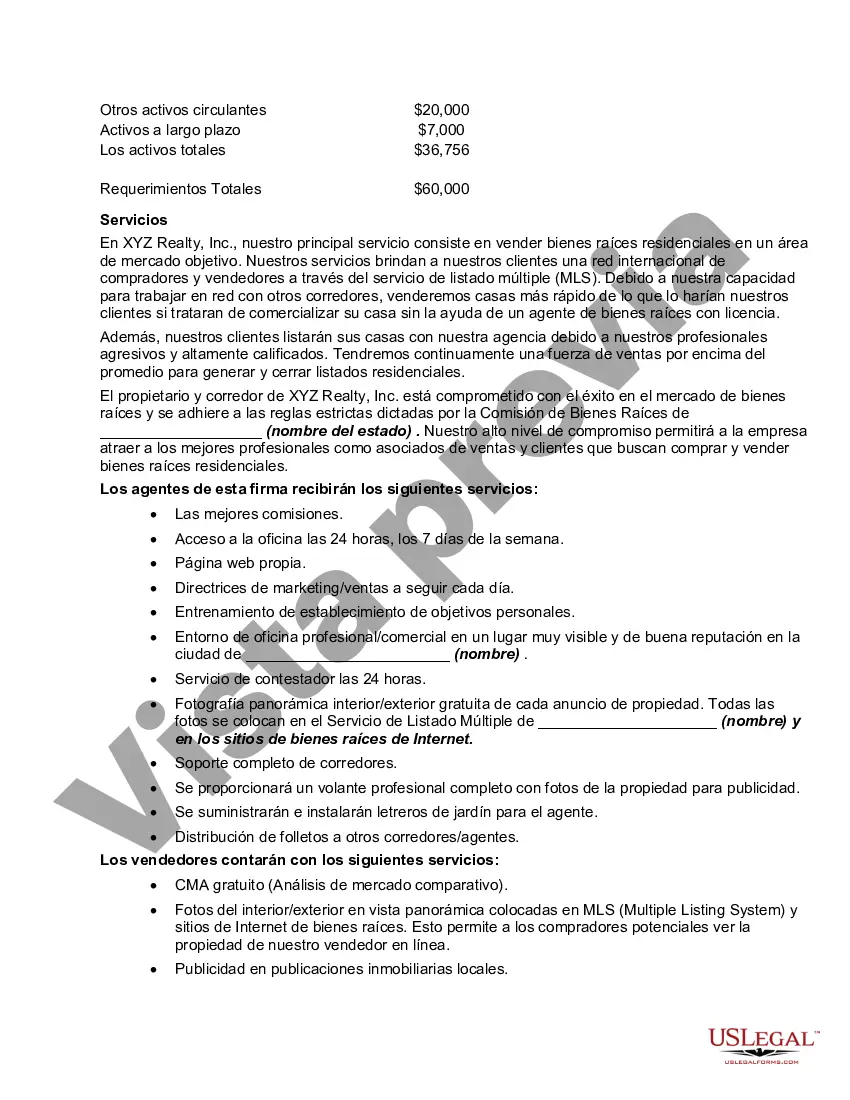 Preview Plan de Negocios de Corretaje de Bienes Raíces