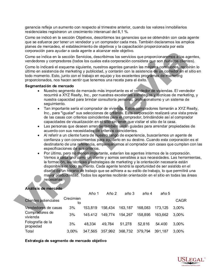 Preview Plan de Negocios de Corretaje de Bienes Raíces