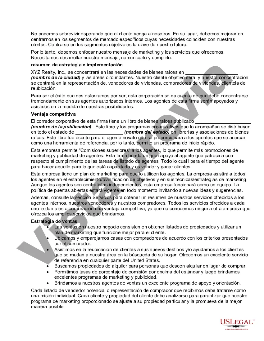 Preview Plan de Negocios de Corretaje de Bienes Raíces