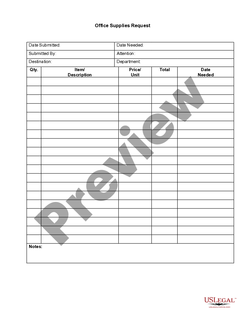 Virginia Office Supplies Request Supplies Request US Legal Forms