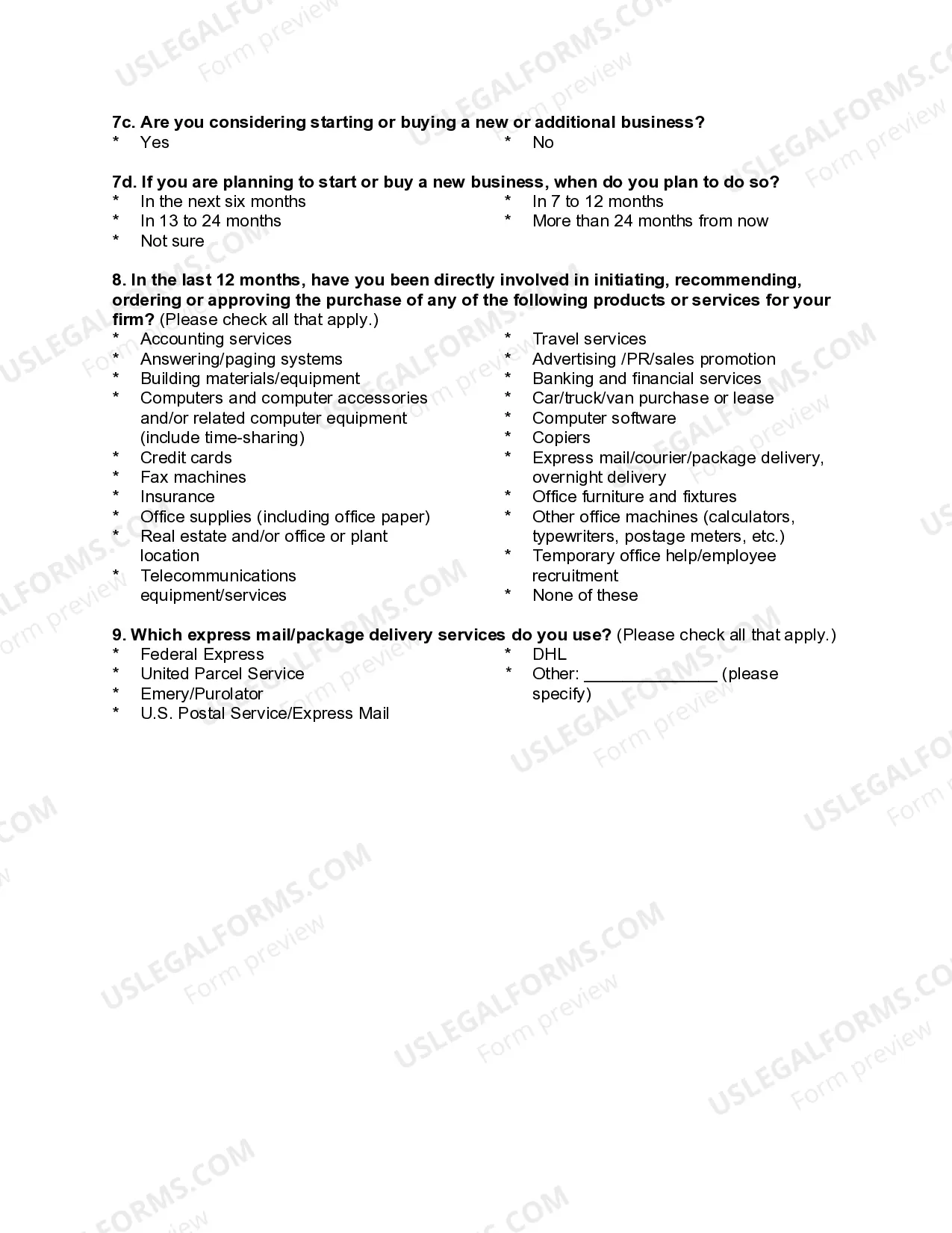 Preview Business-to-Business Market Survey