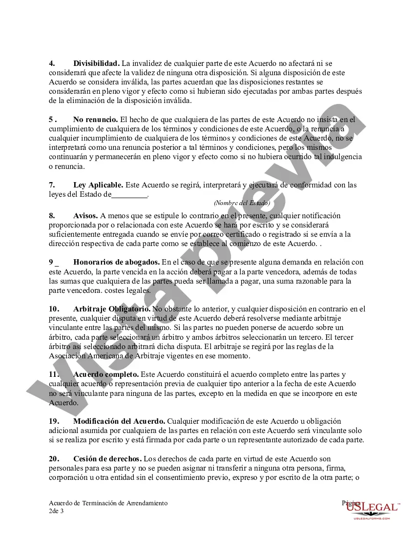 Preview Carta de rescisión del contrato de arrendamiento del vehículo