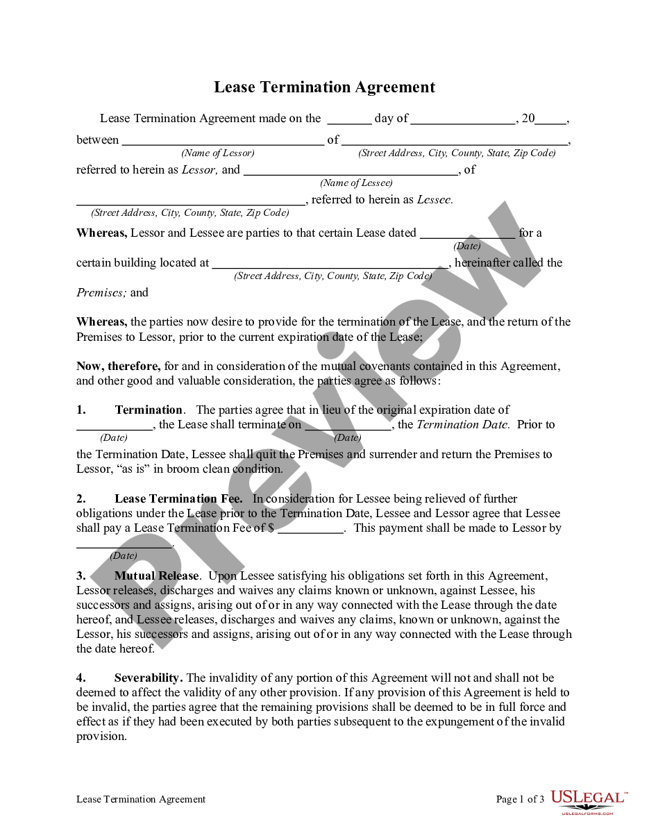 page 0 Lease Termination Letter for Equipment preview