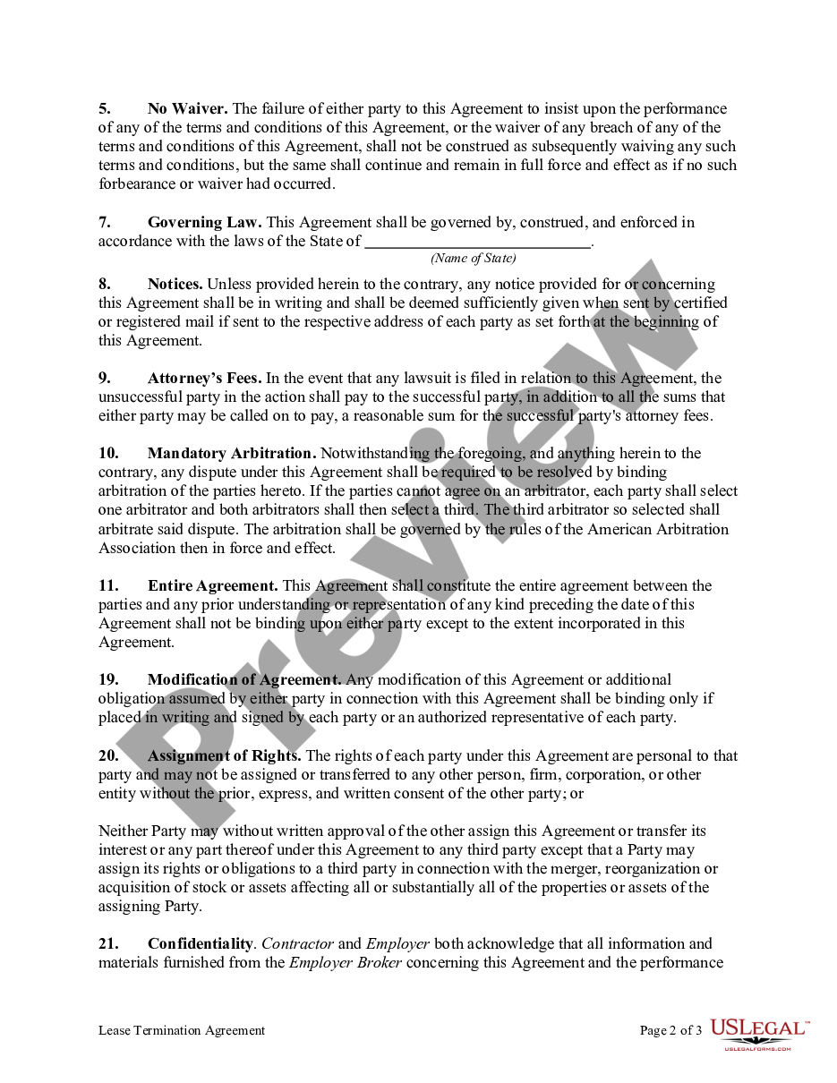 page 1 Lease Termination Letter for Equipment preview