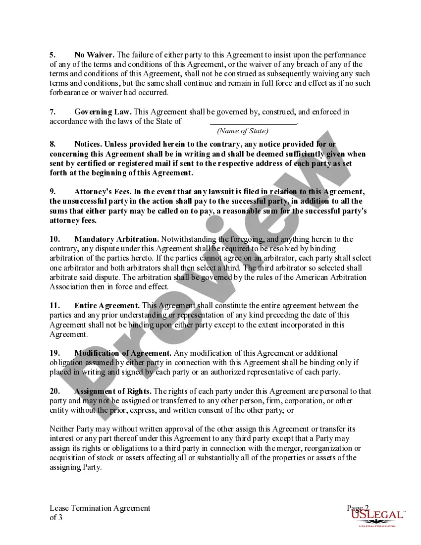 Preview Lease Termination Letter for Military