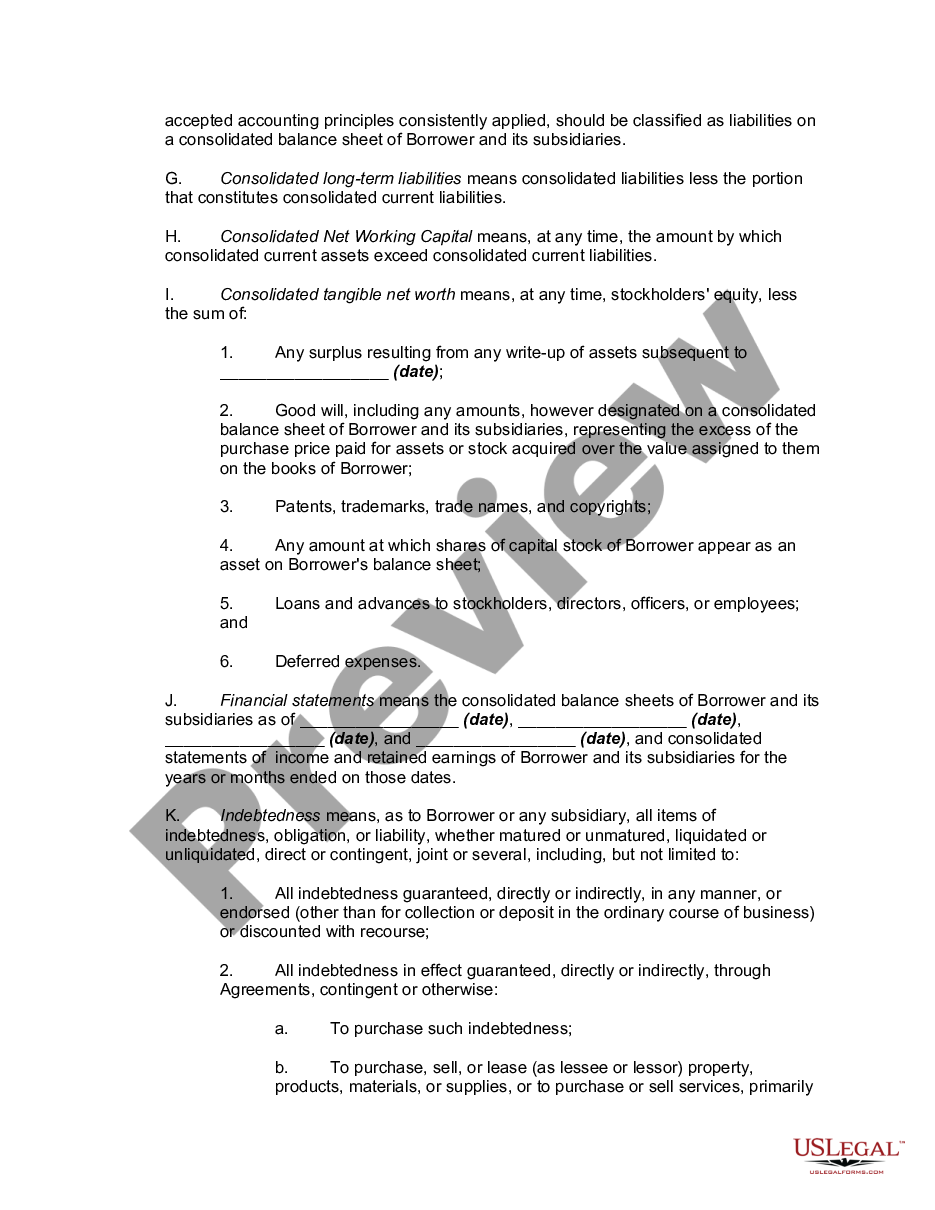 page 1 Term Loan Agreement between Business or Corporate Borrower and Bank preview