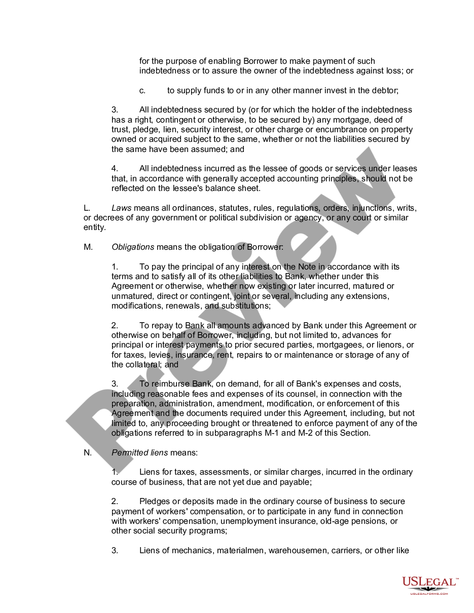 page 2 Term Loan Agreement between Business or Corporate Borrower and Bank preview