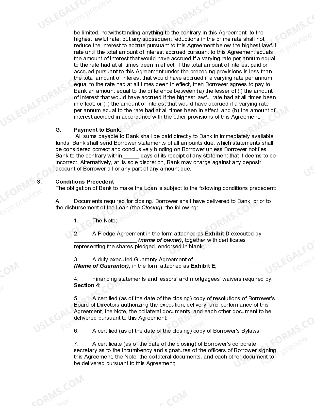 Preview Term Loan Agreement between Business or Corporate Borrower and Bank